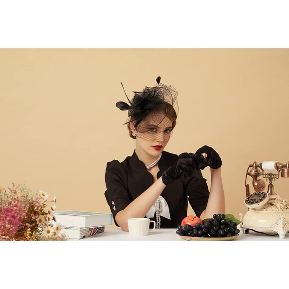 Fascinators Hats Polyester Feather Veil Floral Clip for Wedding Party - Picture 2 of 8